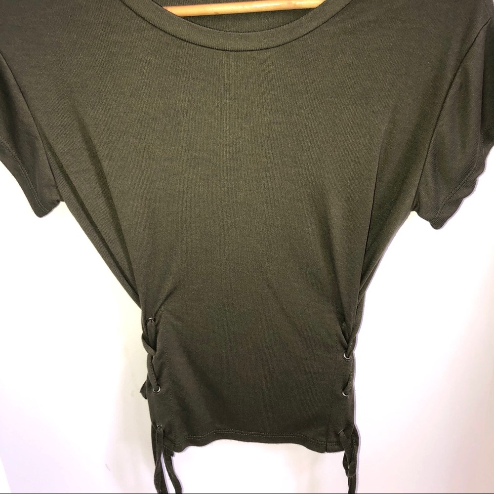 Charlotte Russe Hunter Army Green Lace Up Crop Top - Picture 9 of 11